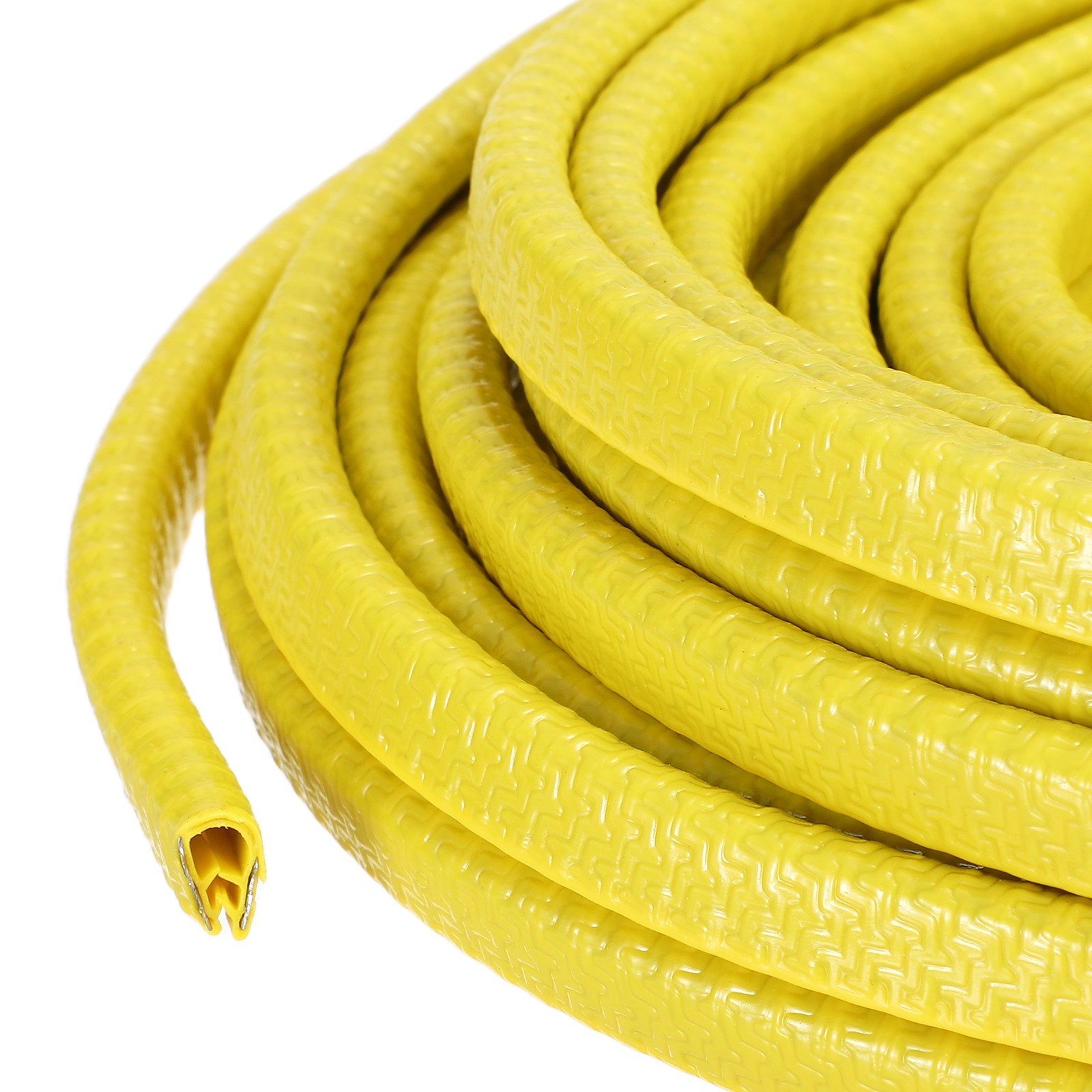 19.7 ft x 10mm x 7mm Rubber Edge Trim Guard with Metal Clips, Yellow