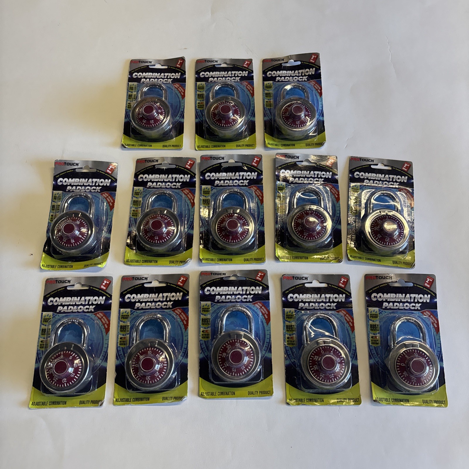 Lot Of 13 Combination Padlocks New Sealed 2” Pro Touch Weather Proof Adjustable