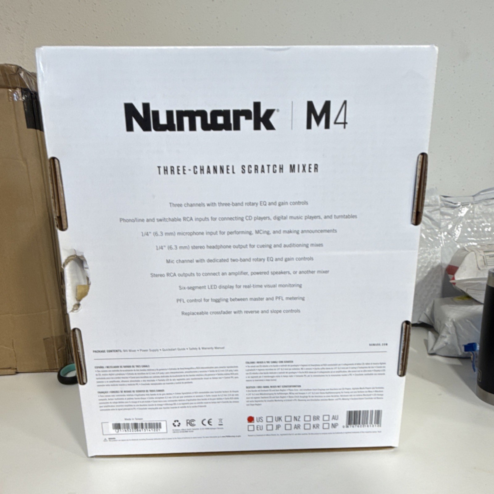 Numark M4 Three-Channel DJ Mixer, Replaceable Crossfader, Three-Band EQ, Black