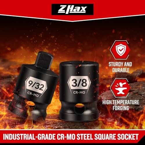 Zhax 12PCS 3/8-Inch Drive Pipe Plug Socket Set - Impact SAE (3/16-3/8")