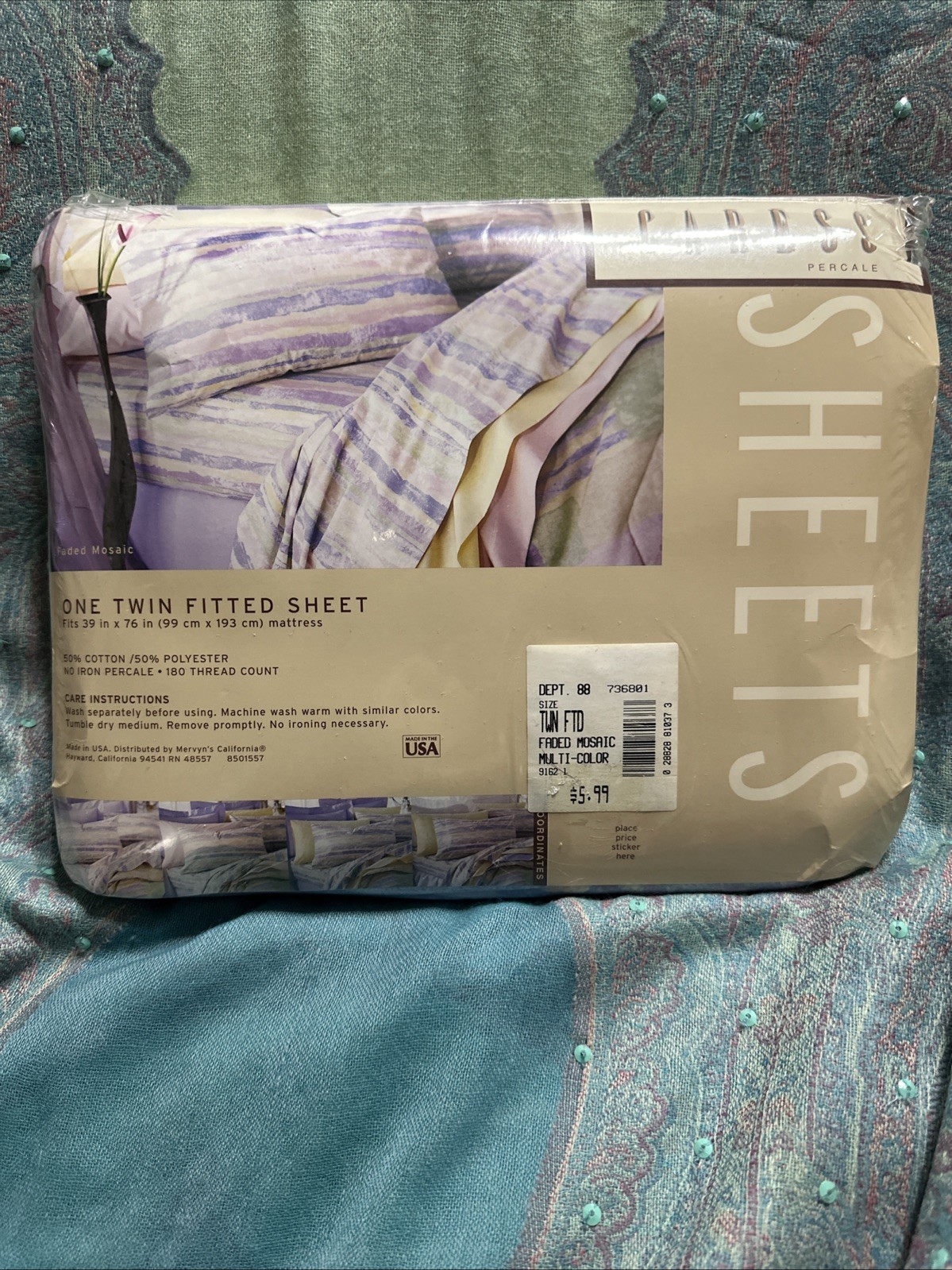 Caress Sheets Faded Mosaic Twin Fitted