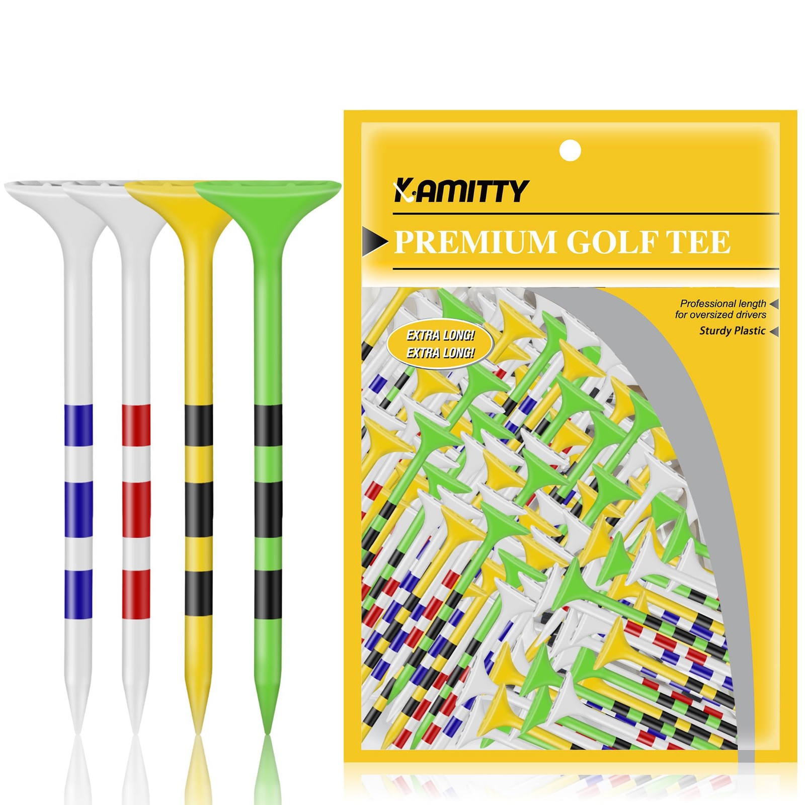 Golf Tees Plastic, Unbreakable Golf Tee 3 1/4" Pack of 50/80 with Big Cup & 8