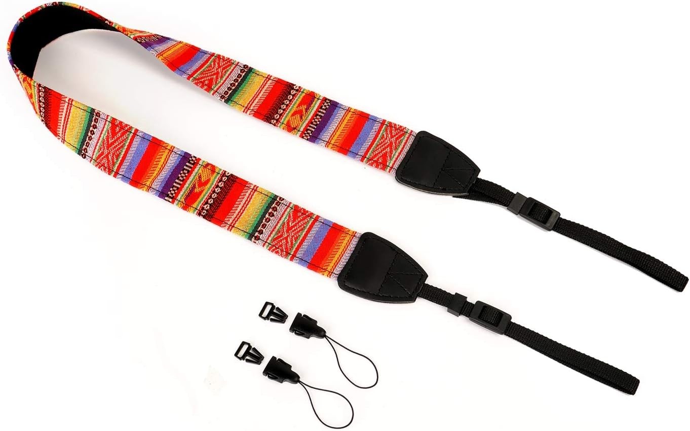 Camera Strap Canvas Rainbow Shoulder Strap with Quick Release Buckles |