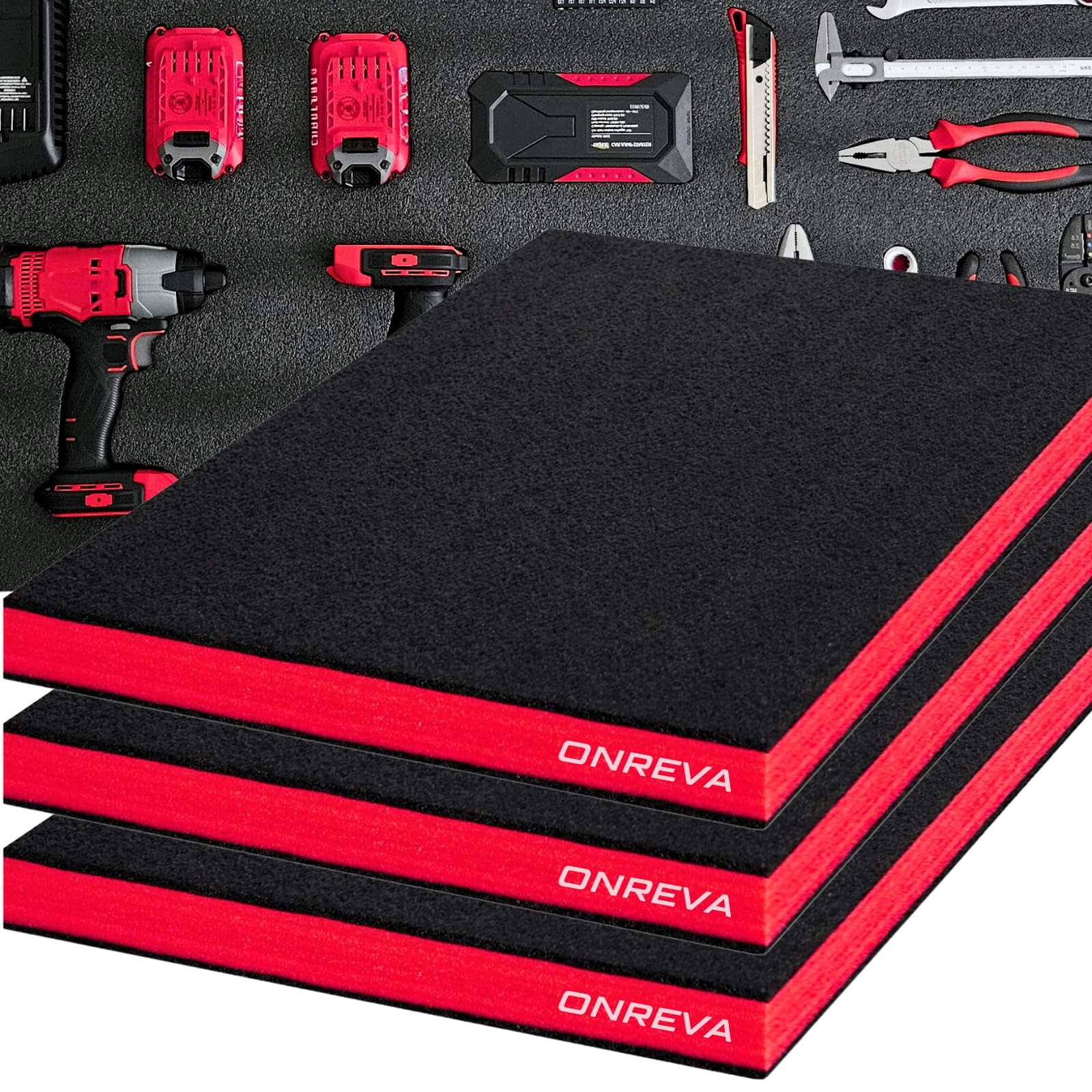 ONREVA Tool Box Foam 16x12x2 inch 3Pack, Foam Inserts for Cases, Polyethylene...