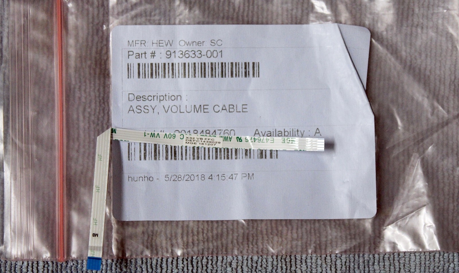 HP SPECTRE ASSY, VOLUME FLEXCABLE - 913633-001