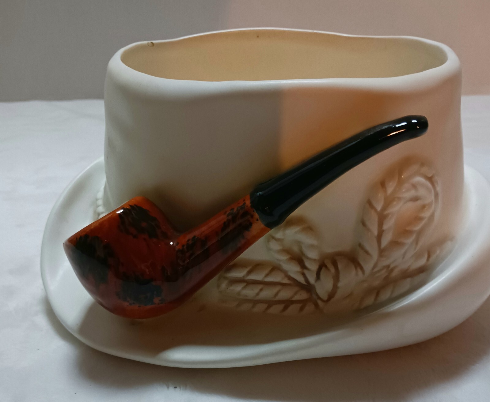 1963 LEFTON #1221 Ceramic Planter desk caddy Tyrolean Mountain Hat Briar Pipe