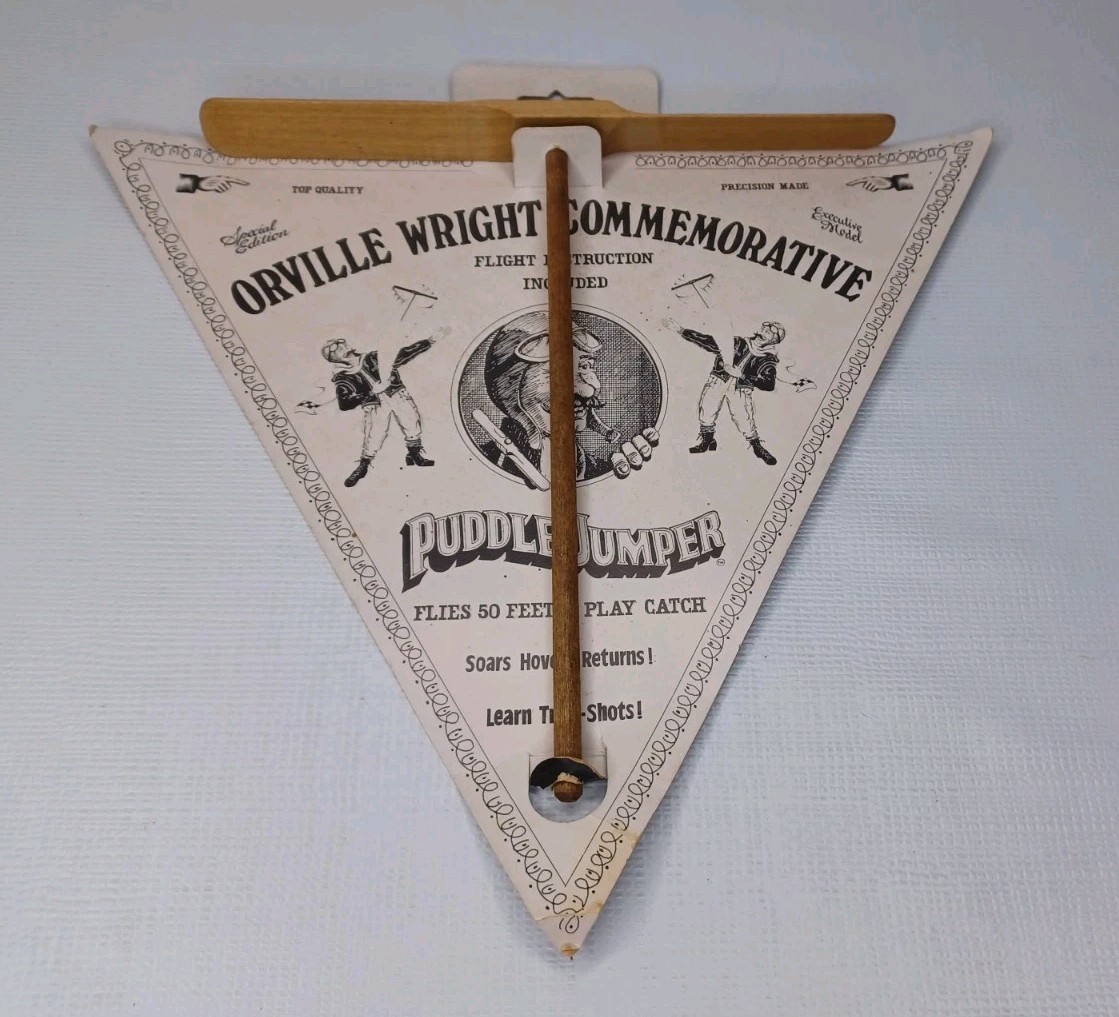 Orville Wright Commemorative Puddle Jumper Flying Toy Wood Stick