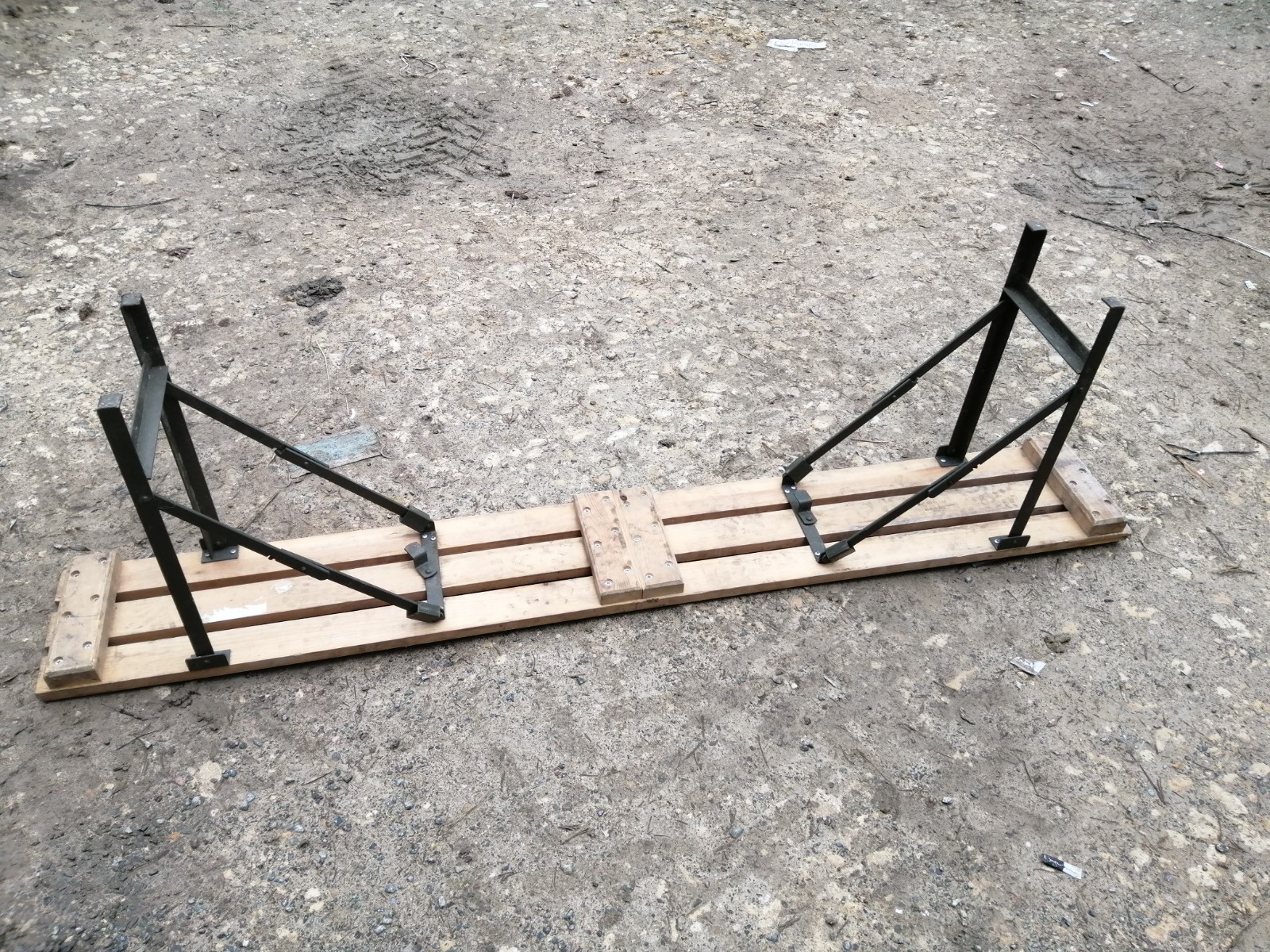 British Army Wooden Trestle Folding Bench Military School Event Surplus