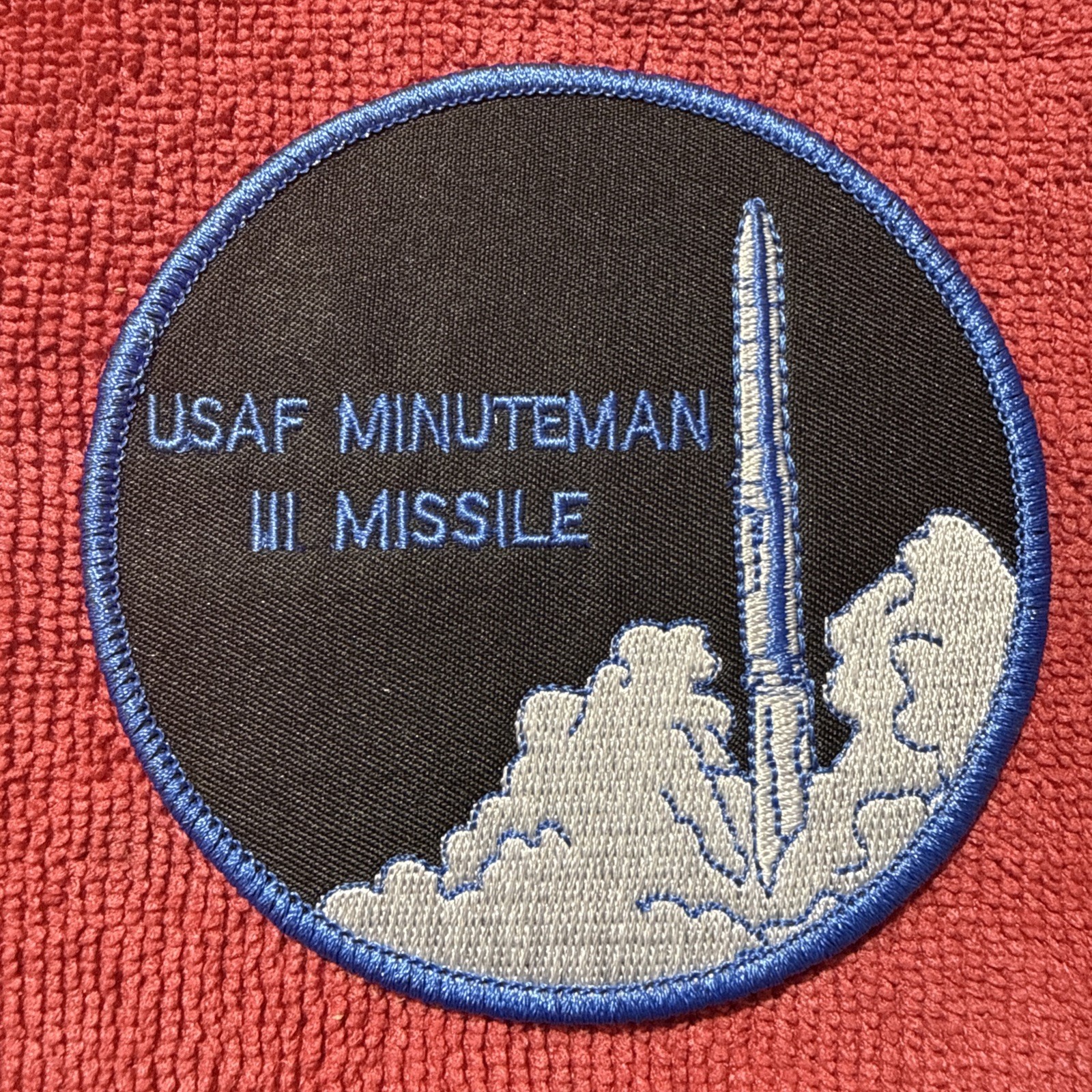 🔥 USAF Minuteman III Missile NUKE ICBM IRON ON Patch Nuclear Rocket Blue Origin