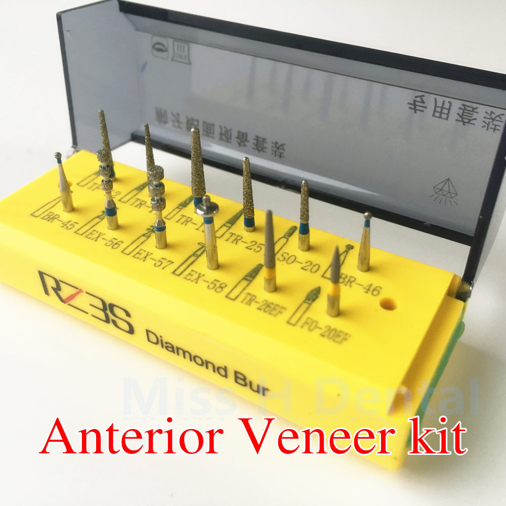 Dental Preparation burs Teeth Kit 12pcs For Anterior Veneer Clinic Dentist