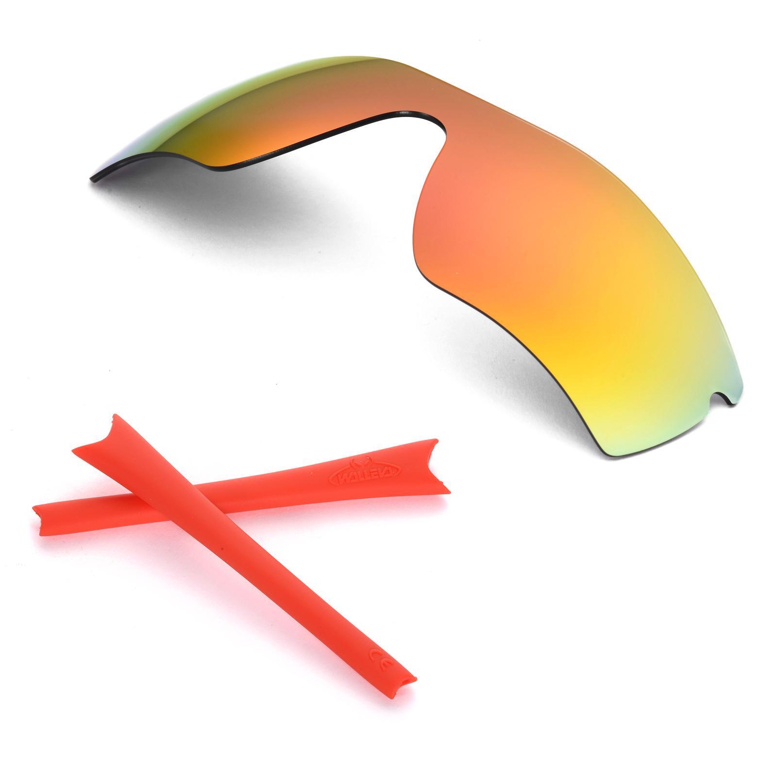 Walleva Polarized Fire Red Lenses + Red Earsocks For Oakley Radar Path