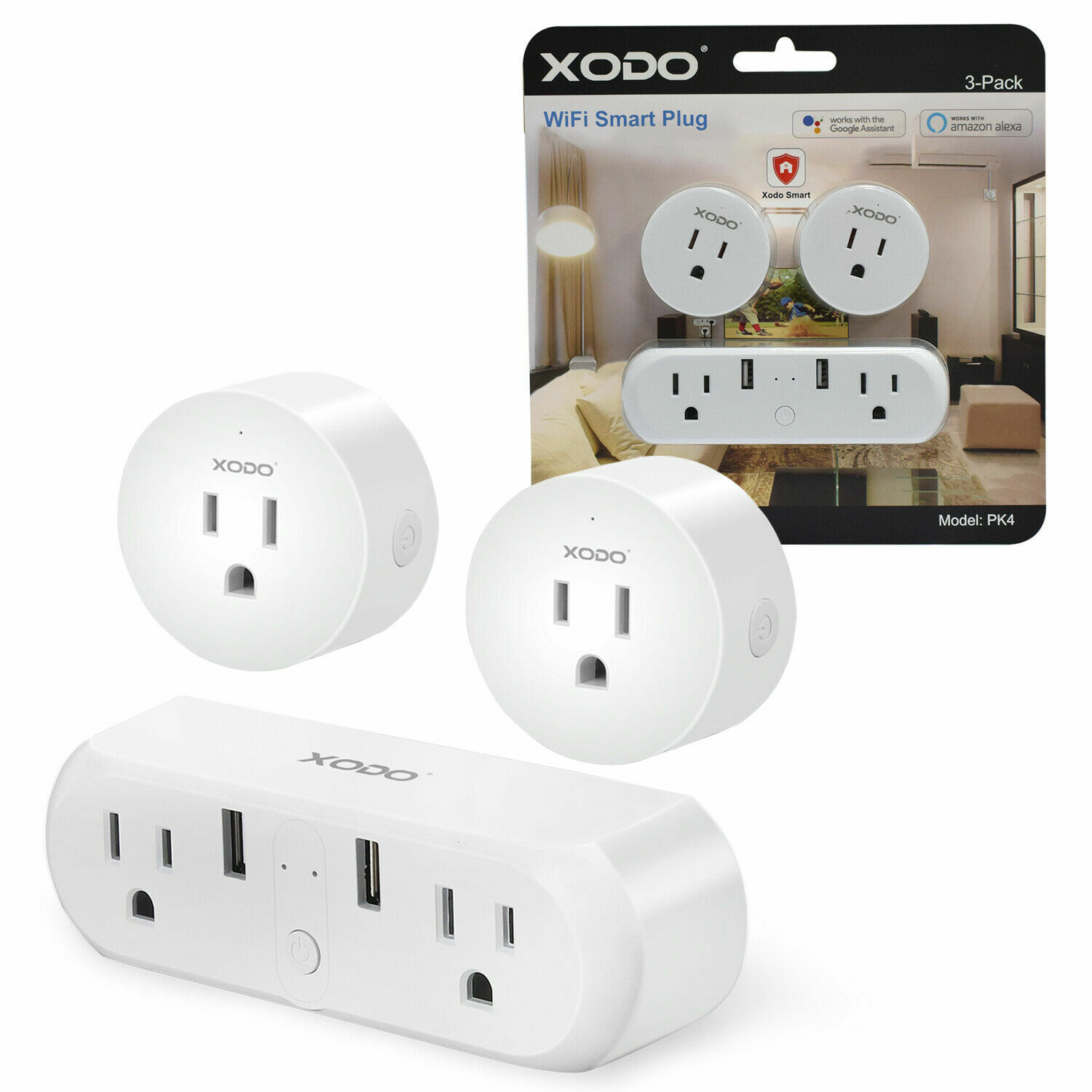 KXODO PK4 Best 2020 Smart Plug Smart Home Socket Multi Plug USB Fast Charging