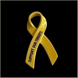 Yellow Support Our Troops Military Veteran Pin for Hat Vest or Lapel