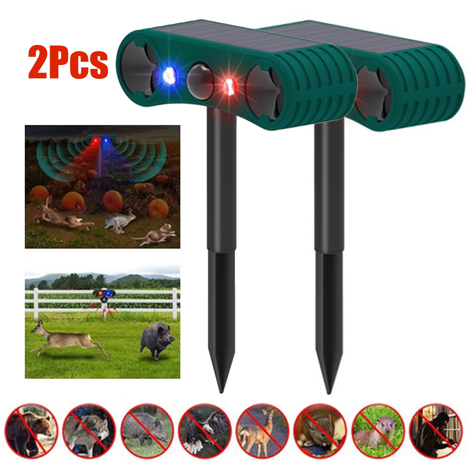 2X Outdoor Solar Wireless Motion Sensor Alarm Detector 130db Loud Noise Waterpro