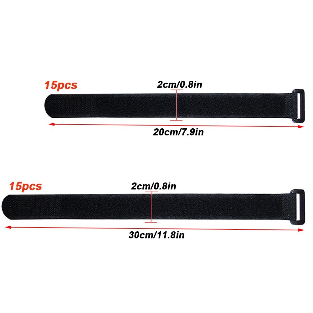 FULARR 30Pcs Cable Straps, Reusable Ties & Cinch Strap Set, Black
