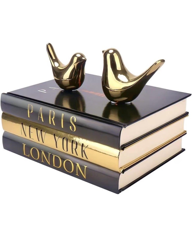 Set Of 3 Decorative Books For Home Decorsilver Foil Stamping Decor Booksfashion