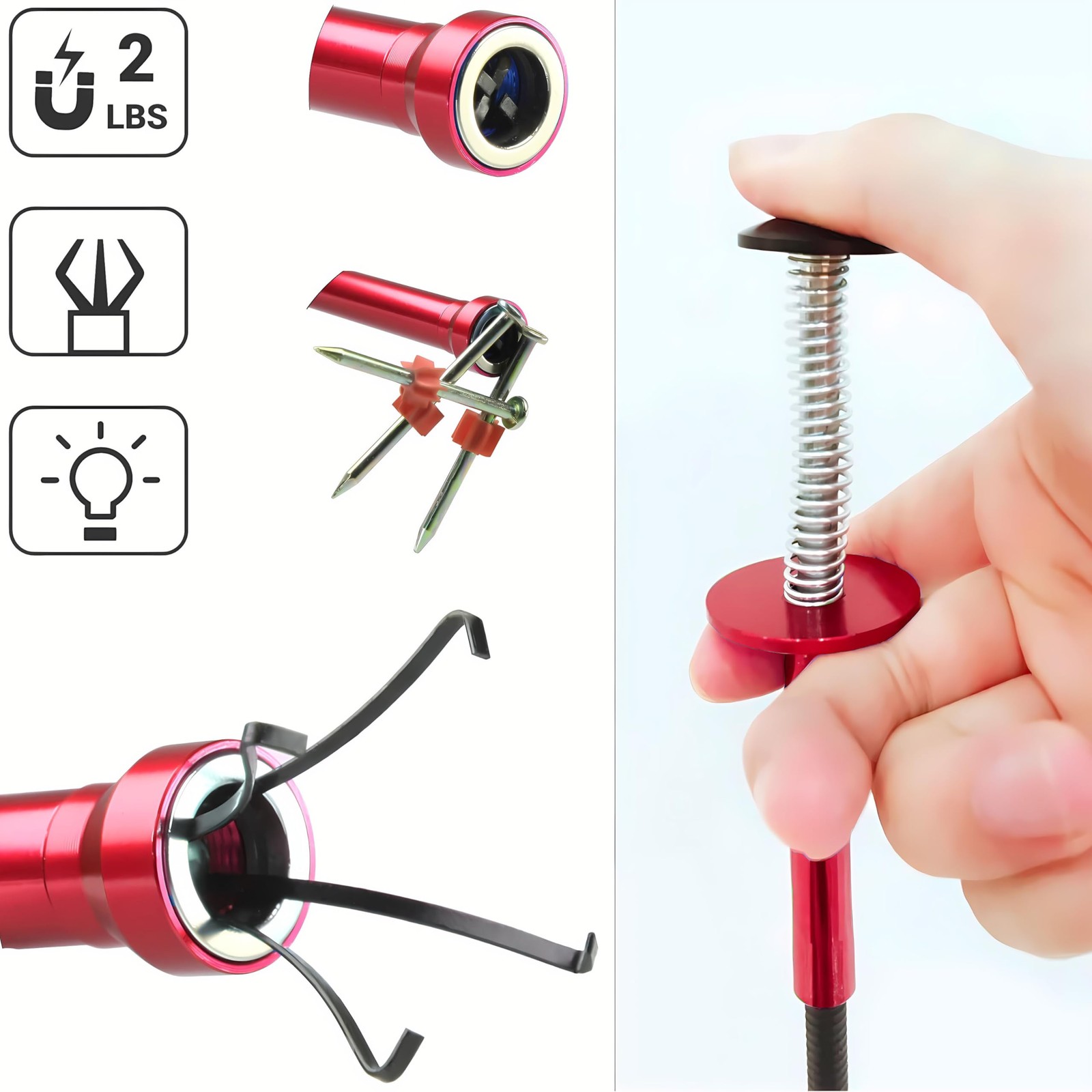 Flexible Magnetic Pickup Tool,Bendable Grabber Tool with 4 Claws & Strong Mag...