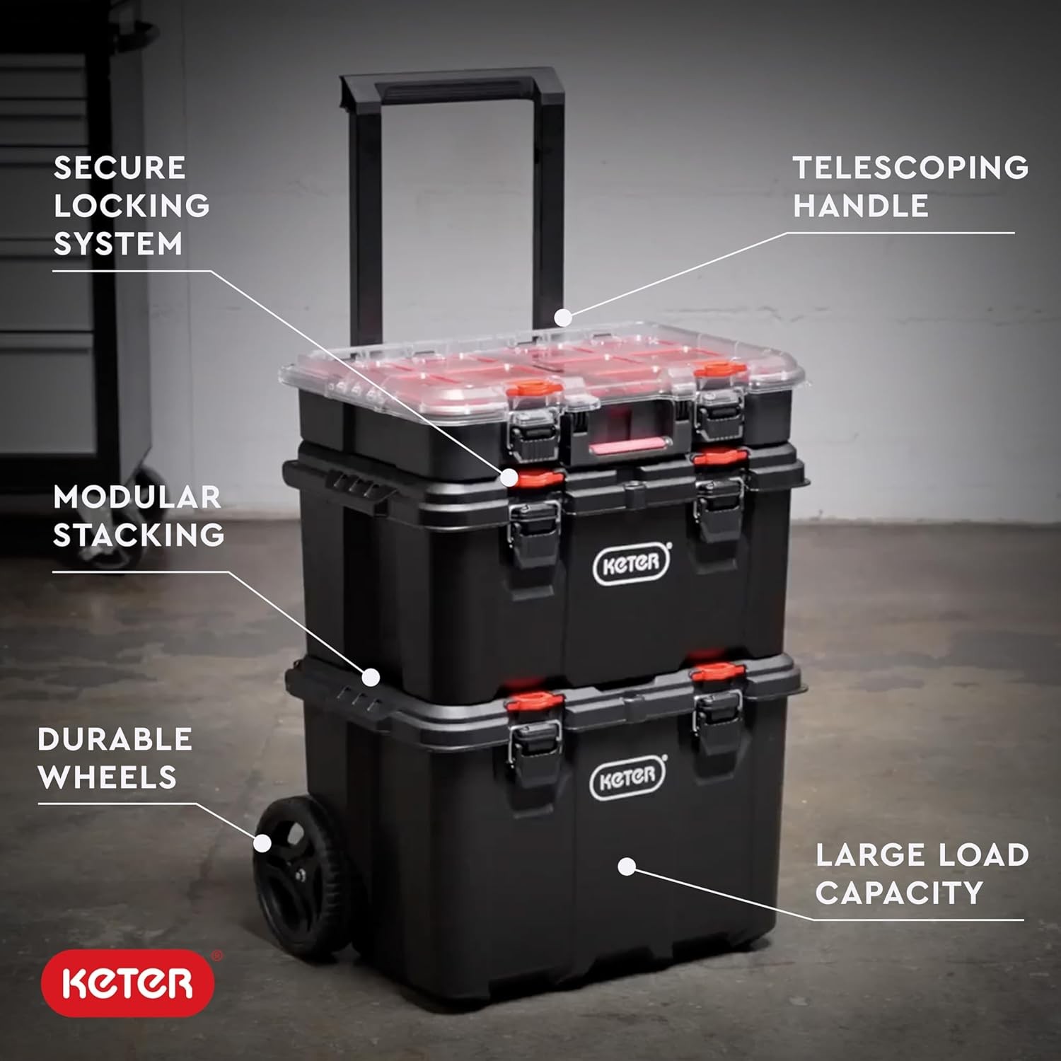 Stack-n-Roll Modular Tools Organizer Garage Storage & DIY 3 Piece Resin Rolling