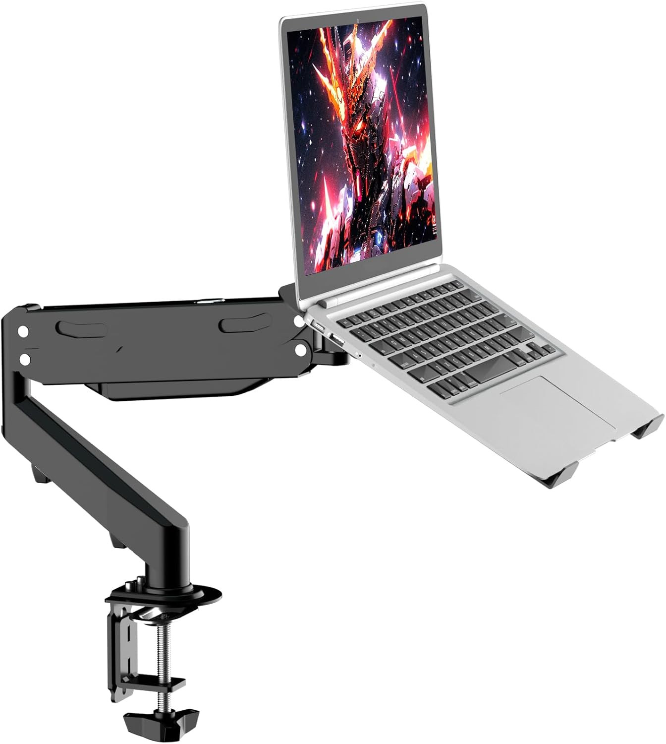2 in 1 Laptop Desk Mount with Gas Spring Arm, Monitor Laptop Stand for 12-17 Inc