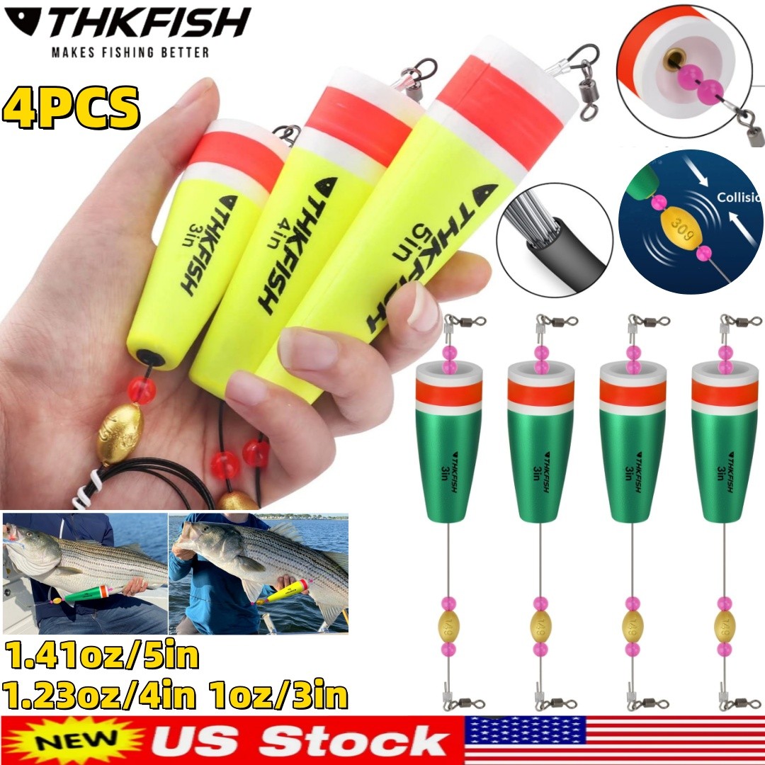 4PCS 3/4/5IN Fishing Bobbers Popping Cork Weighted Fishing Floats Fishing Corks
