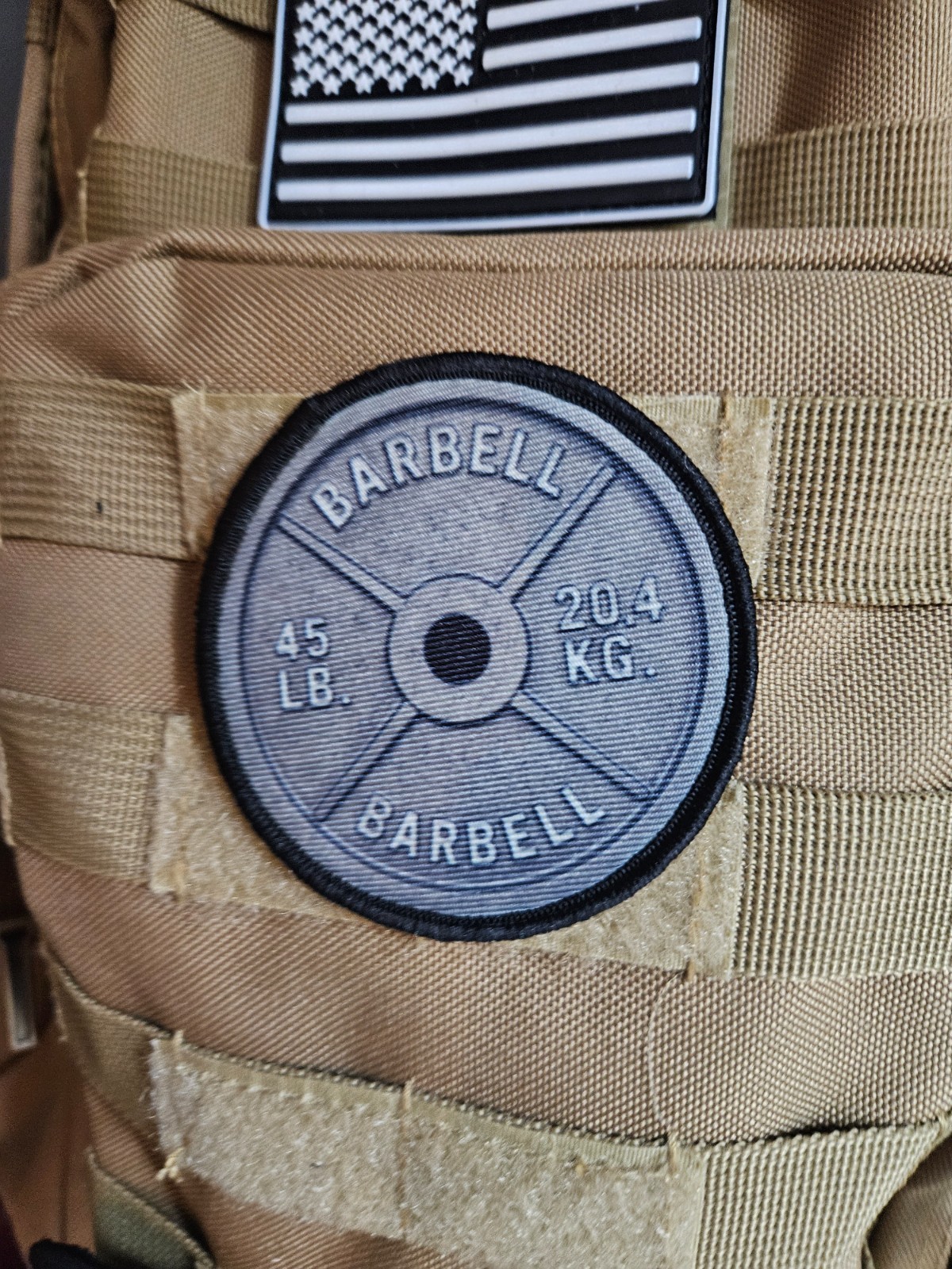 45 lbs barbell plate fitness 3" circle hook & loop tactical Funny patch