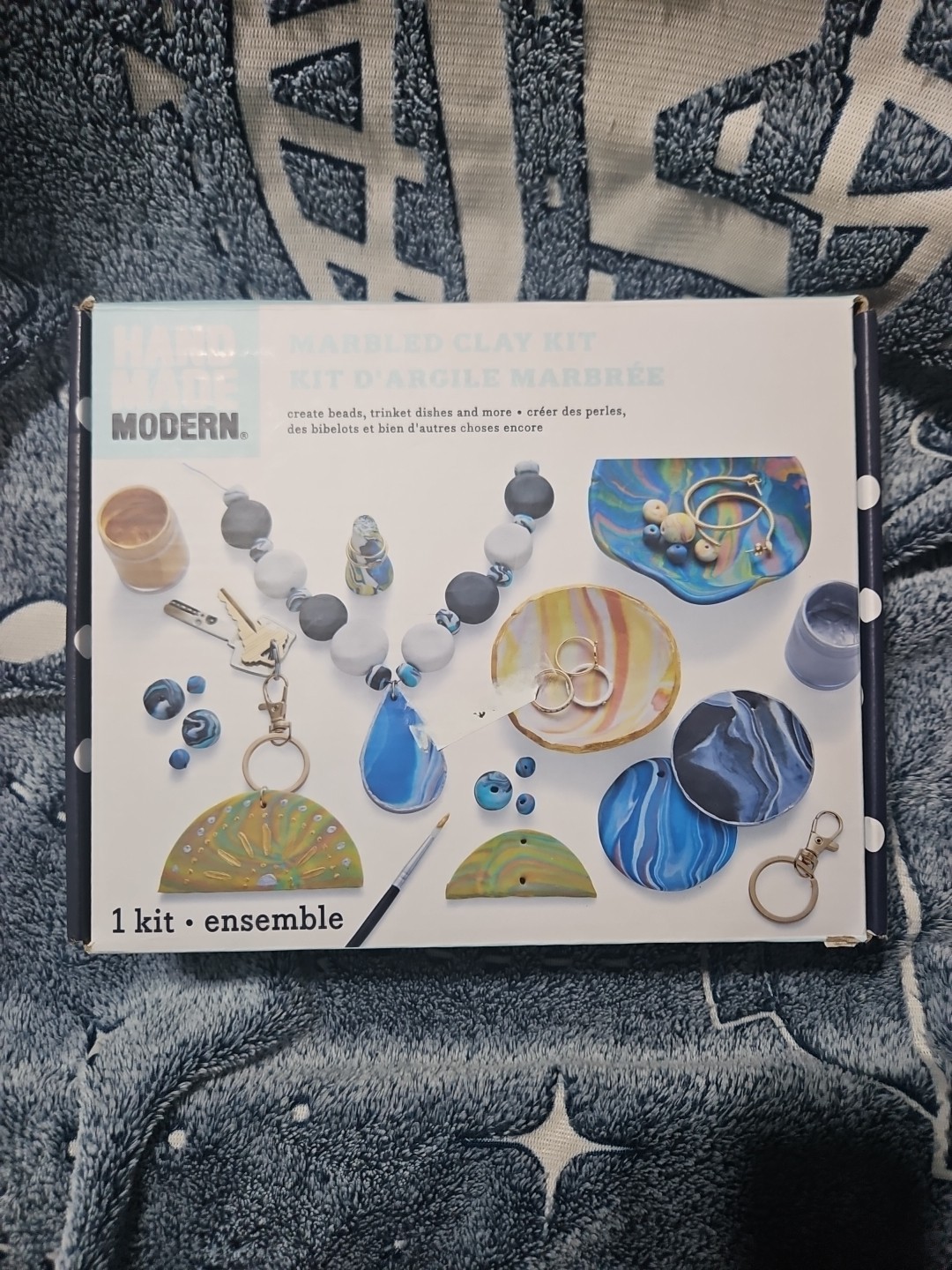 Modern Hand Made Marbled Clay Kit NEW Create Beads, Dishes, Keychain & More