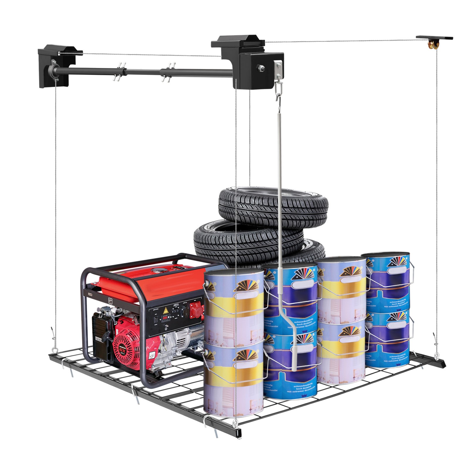 250lbs Overhead Garage Lifting Storage Rack Ceiling Mount Hanging Organizer Unit