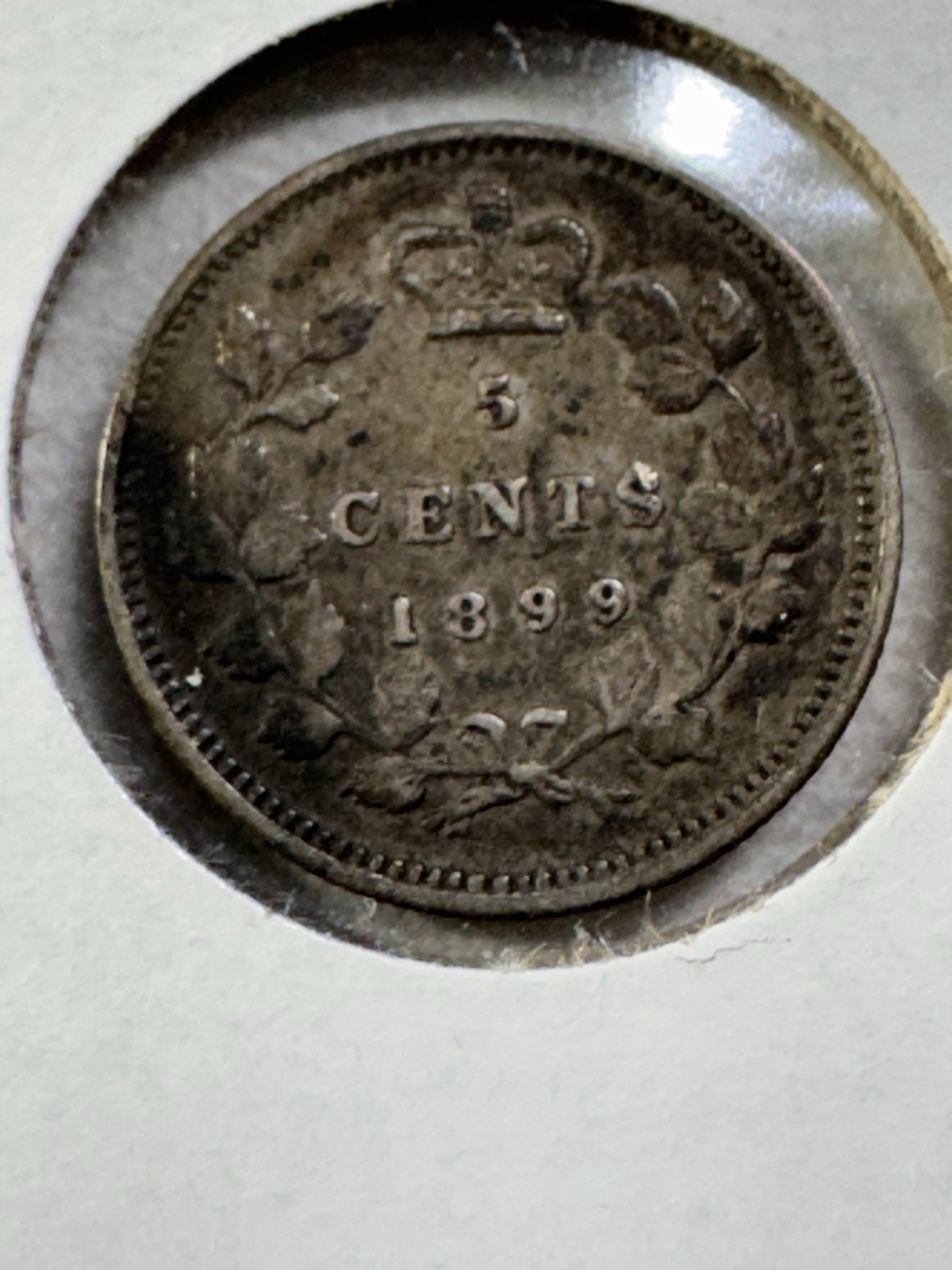 1899 Canada 5 Cents Small Silver Coin