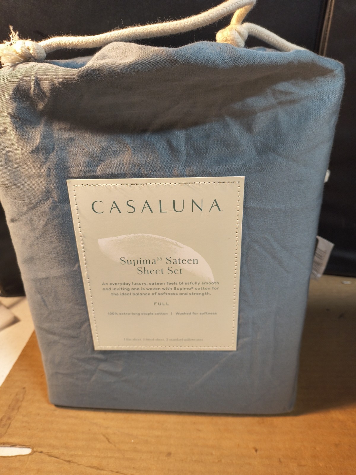 Casaluna 500 Thread Count Supima Sateen Solid Sheet Set Full Size, Teal Green(J)