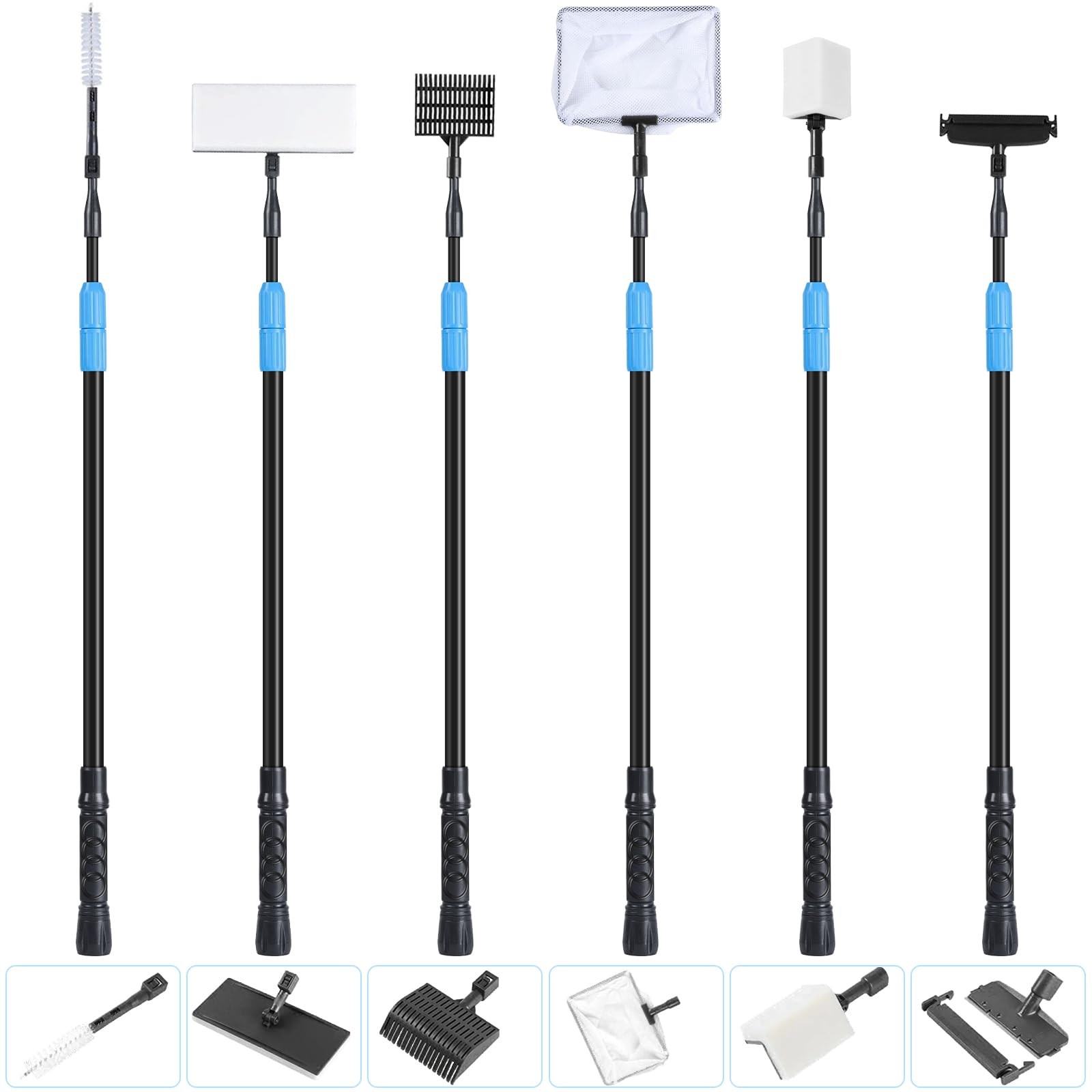 6 in 1 Aquarium Cleaning Tool Kit Fish Tank Cleaning Kit for 20-160 Gallon Ta...