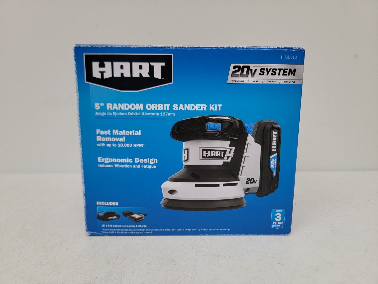Hart HPSD01B Cordless Orbit Sander 5" Random, 20V Li-Ion