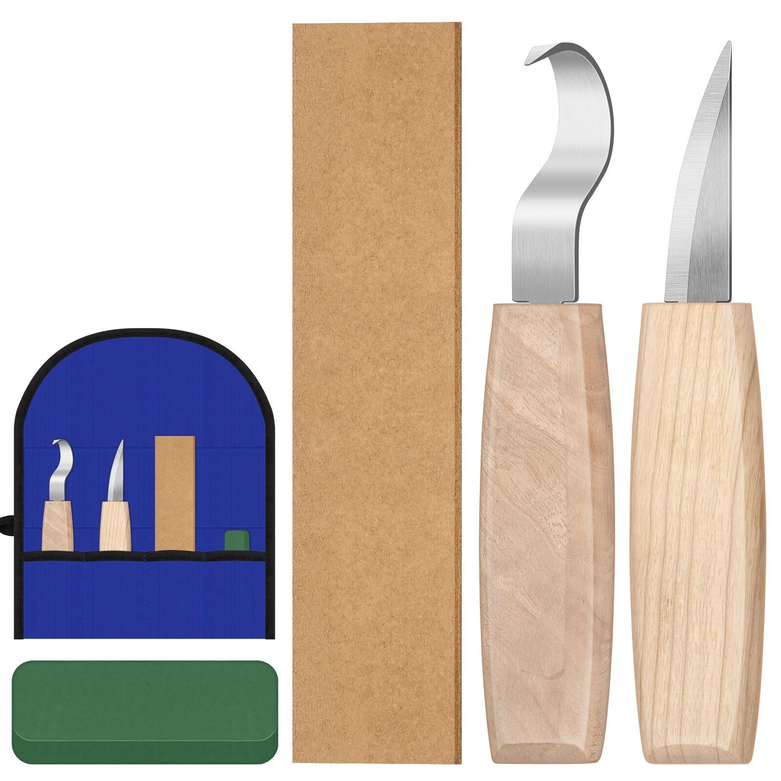5pcs Stainless Steel Wood Whittling with Polishing Compound and Leather Stop ...