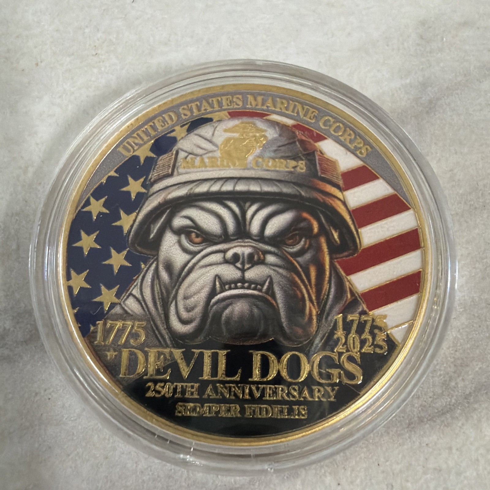 1 Coin USMC 250th Anniversary Challenge Double Sided Marine Corps The Devil Dogs