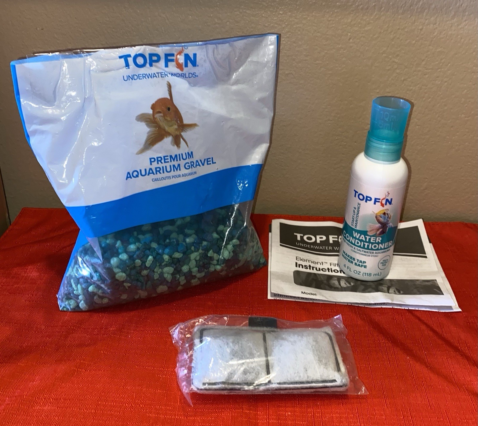 Top Fin Filter Cartridge, 4 oz. Water Conditioner &1.5 Lbs. of Gravel Supply Lot