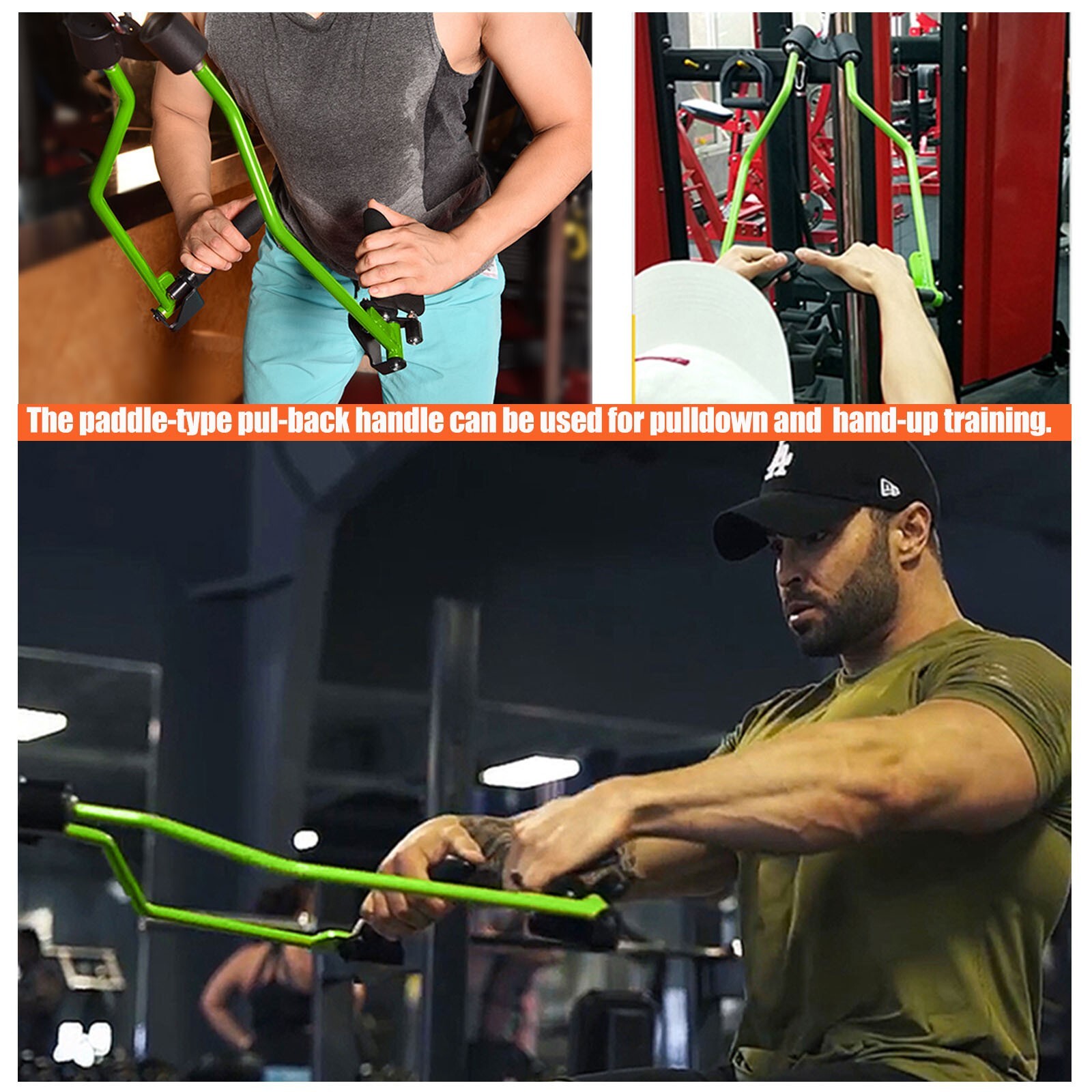 5Pcs Set Green Adjustable Lat Pull down Bar Cable Machine Attachments for Gym