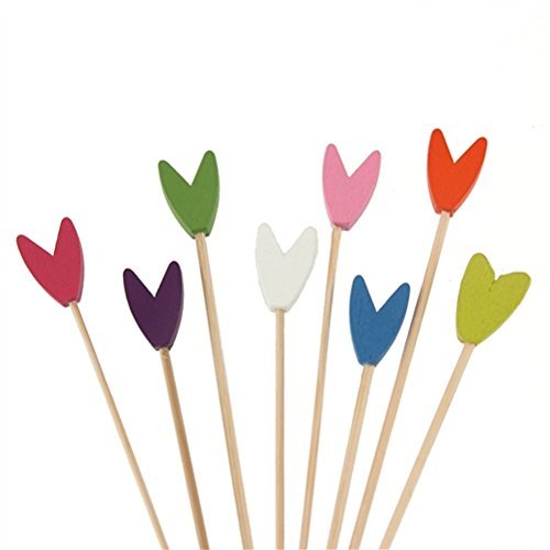 BambooMN Bamboo Colorful Tulip Flower Picks Skewers, Varies Colors and Sizes