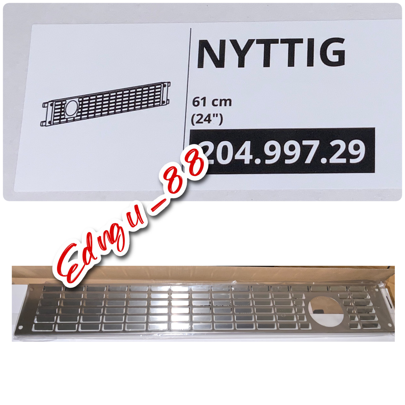 IKEA NYTTIG Ventilated Plinth Stainless Steel  24" 204.997.29 - NEW