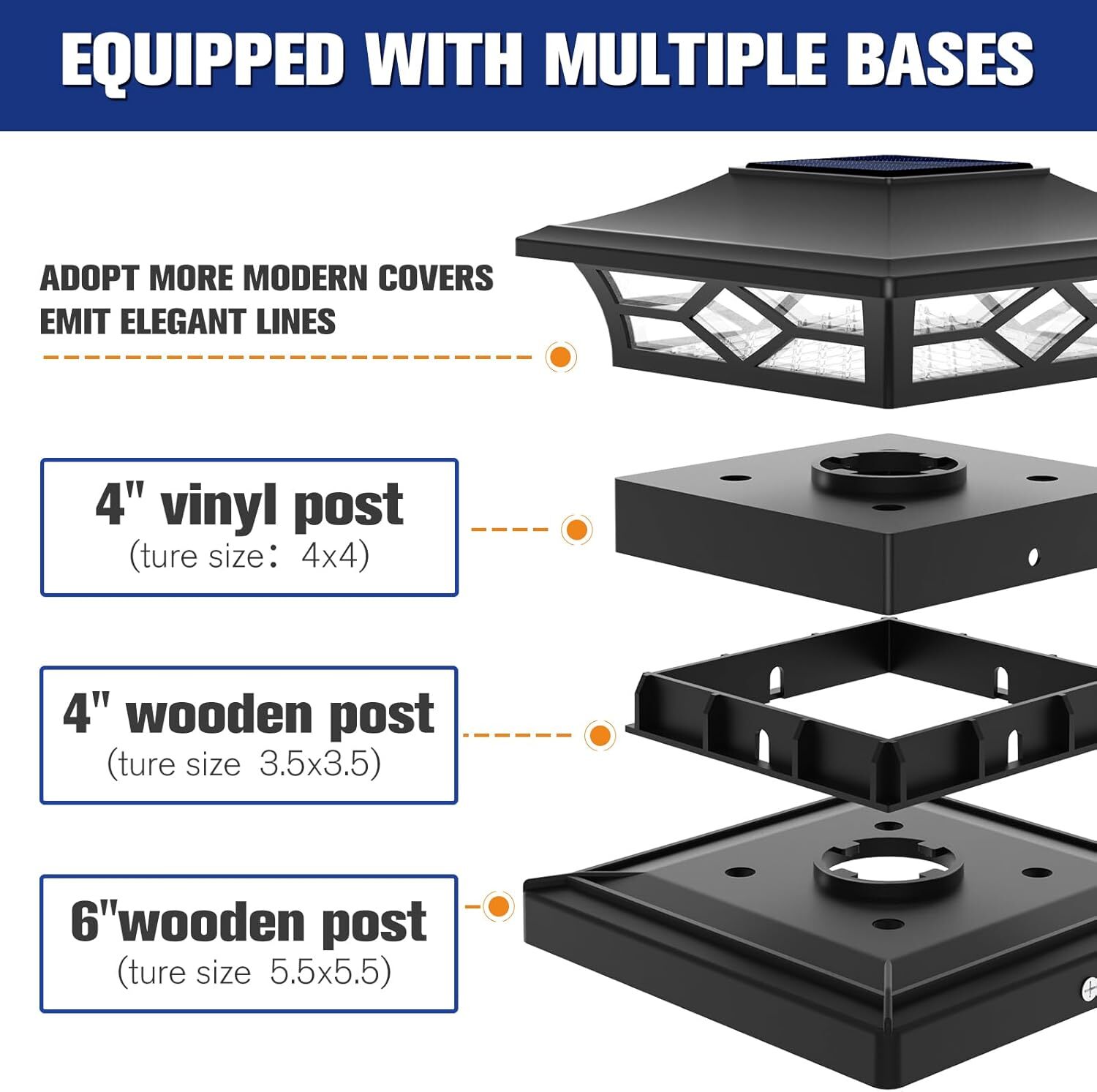 2/4/6 Pack Solar Post Deck Cap Lights Outdoor Garden Fence Landscape Lamp Vinyl