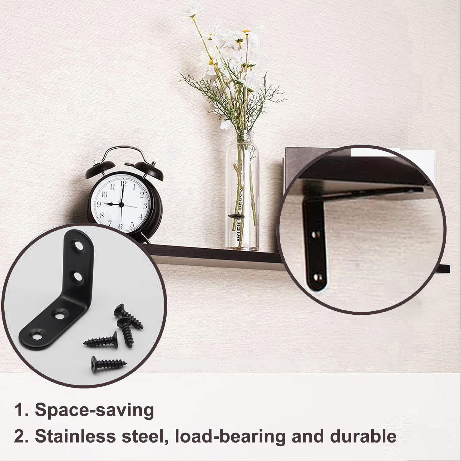 YAMASO 20PCS L Bracket Corner Bracket,Black Small Right Angle Black