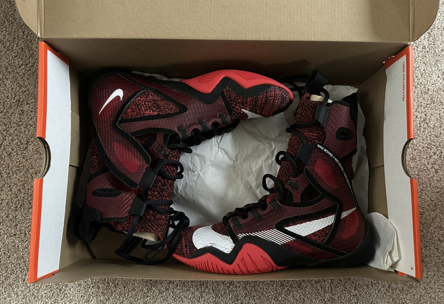 NIB Nike Hyper KO 2 Boxing Shoes University Red/Black/Red Orbit, Size 5
