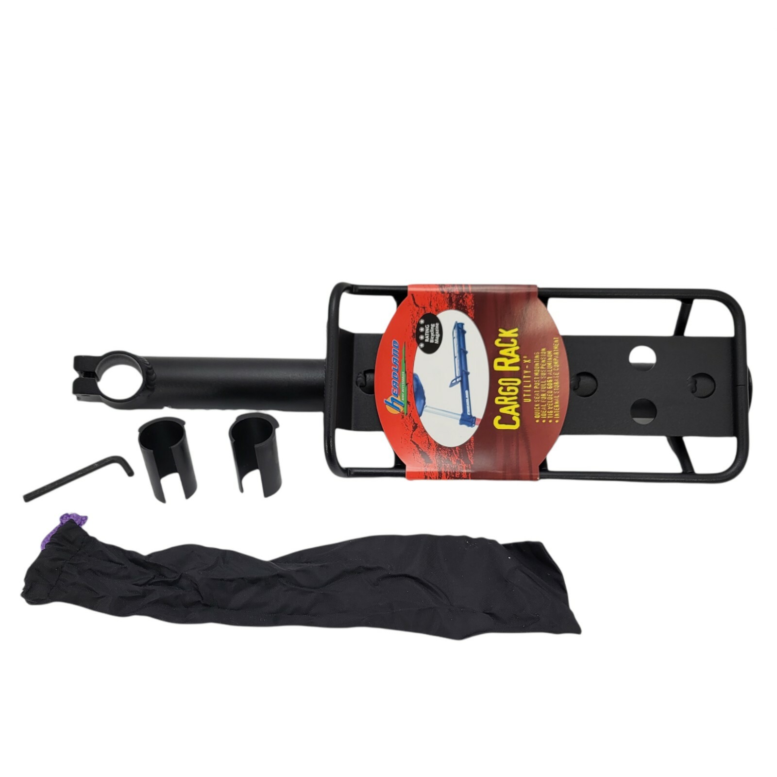 Headland Utility-X Aluminum Cargo Rack Black - Fits 25.5-30.2mm Bike Seat Post