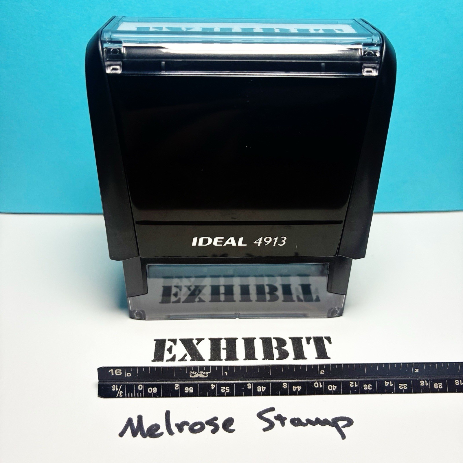 Exhibit Rubber Stamp Black Ink Self Inking Ideal 4913