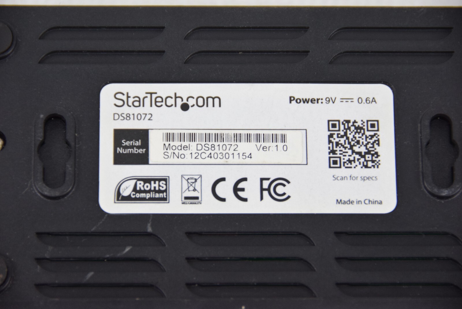 Startech DS81072 8 Port Ethernet Switch 10/100