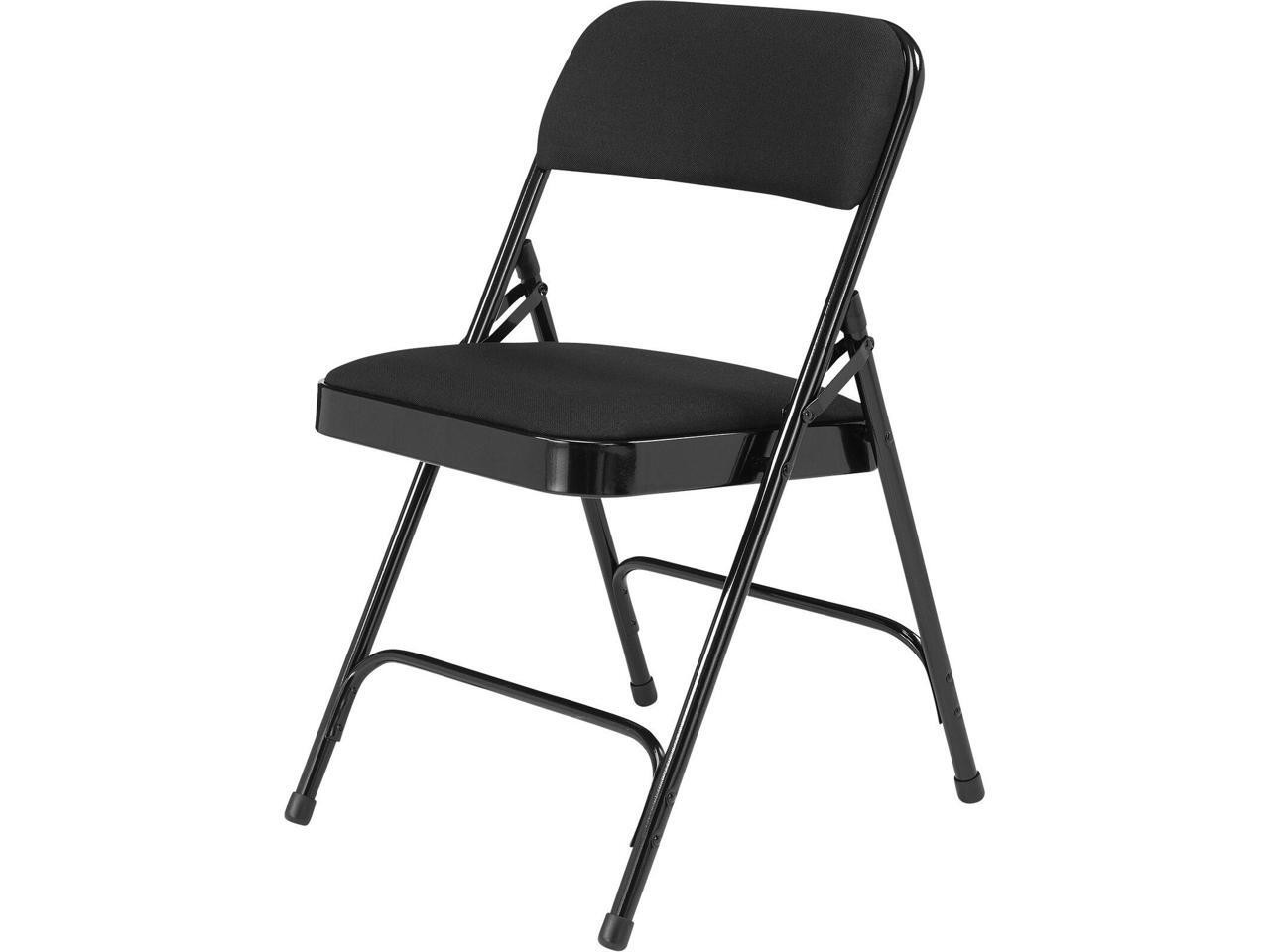 NPS 2210 Fabric Dual-Hinge Folding Chair - Supports 500 lb - Midnight Black Seat