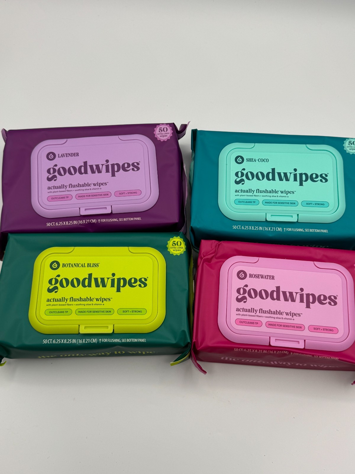 Actually Flushable Wipes 50ct Variety Pack 4 Scents Lavender Rosewater