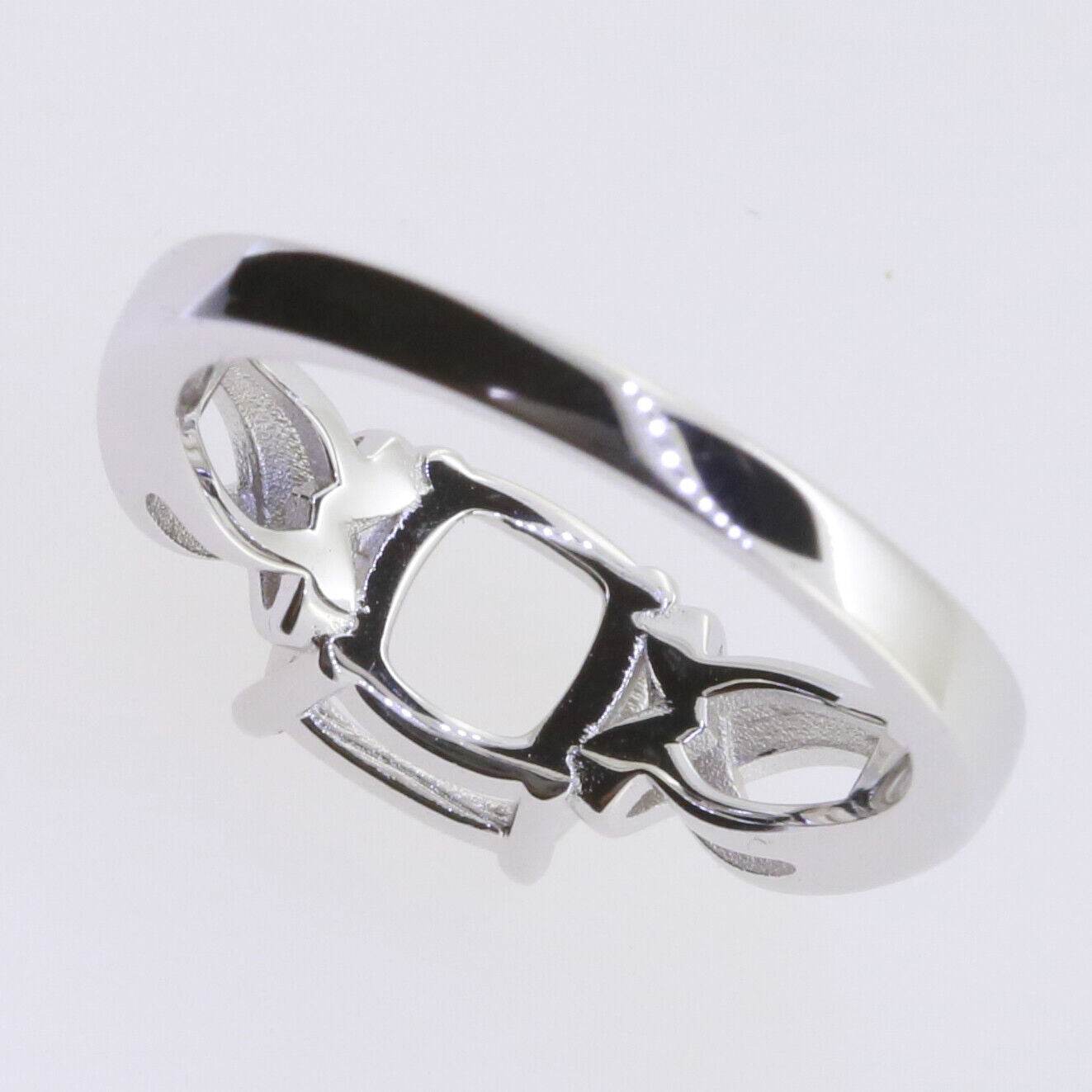 Sterling Silver Semi Mount Ring Setting Cushion CU 8x8mm