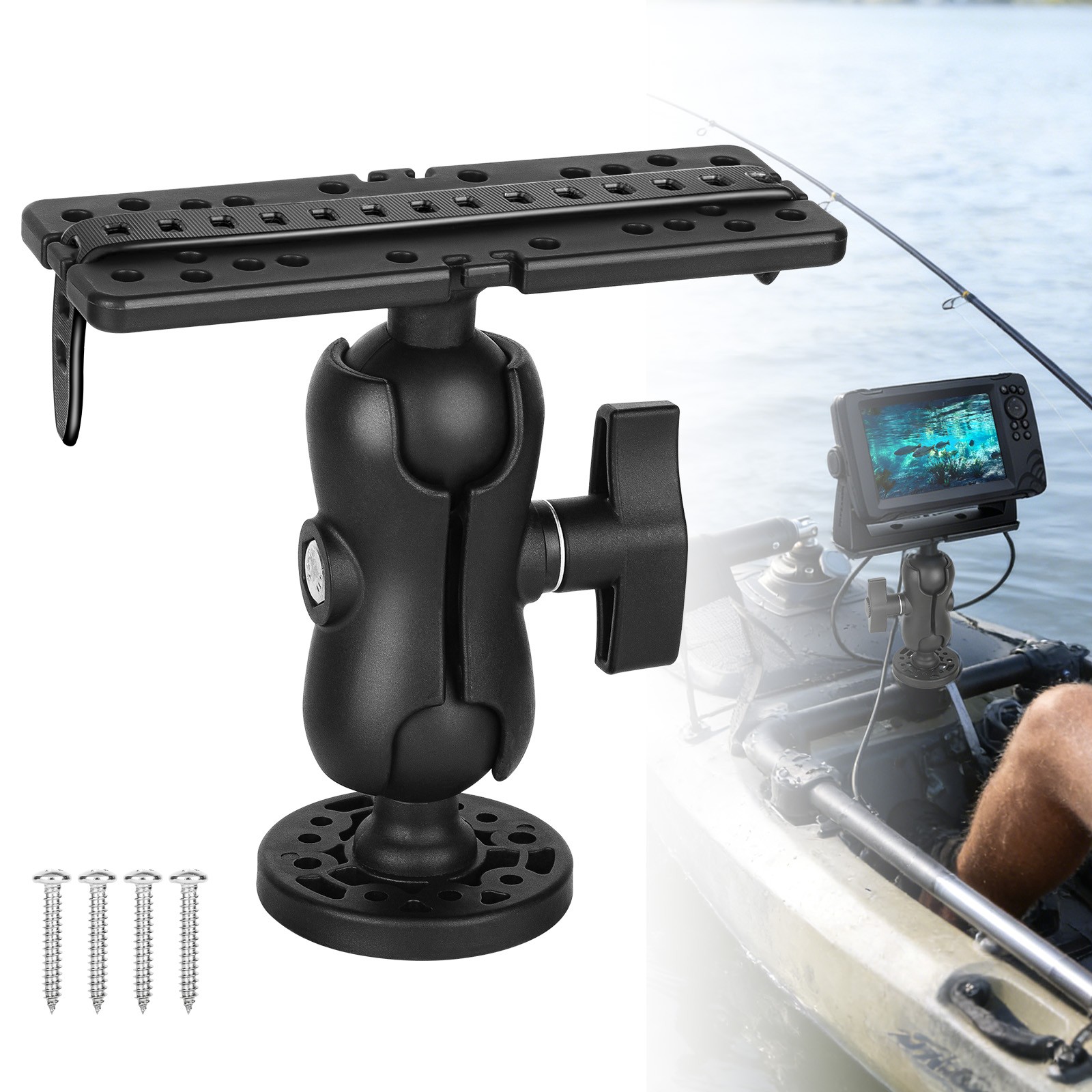 360° Adjustable Fish Finder Mount for Garmin Lowrance Humminbird Boat Kayak Gift
