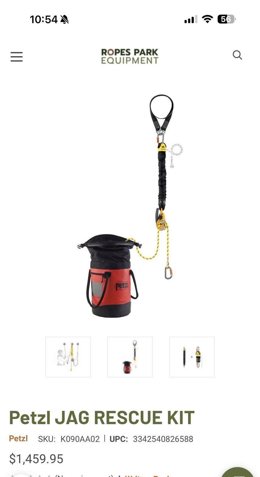 Petzl JAG Rescue Kit 120M K090AA02 Ready to Use Reversible Kit With Bucket Bag
