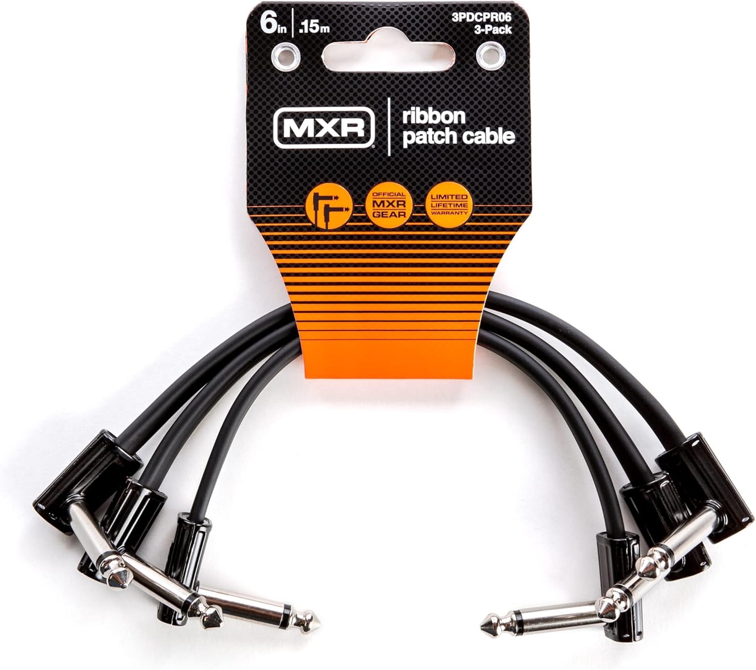 Jim Dunlop, 1/4-Inch Right Angle MXR Ribbon Patch Cable 6 in|15 cm-3 Pack (3PDCP
