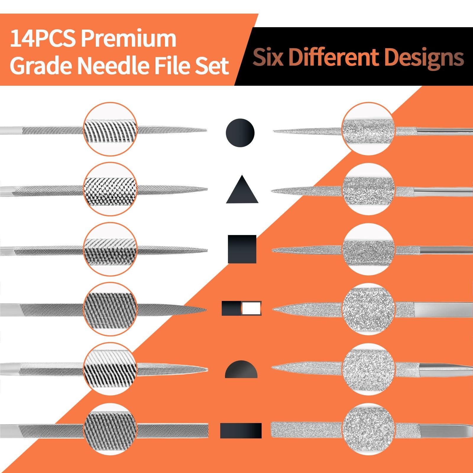 KUZURYU 14PCS Needle File Set - Small Diamond Files with 6 Jewelers Files 6 ...